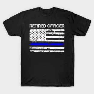 Retired Police Officer Proud Patriotic Officer American Flag T-Shirt